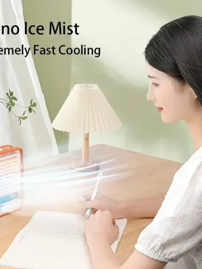 Portable USB Air Cooler Fan – 3-Speed, Mist Spray, Rechargeable | Random Color