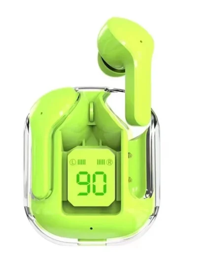 Air31 Earbuds Wireless | Crystal Transparent Bluetooth 5.3 | LED Display | Heavy Bass Stereo Sound
