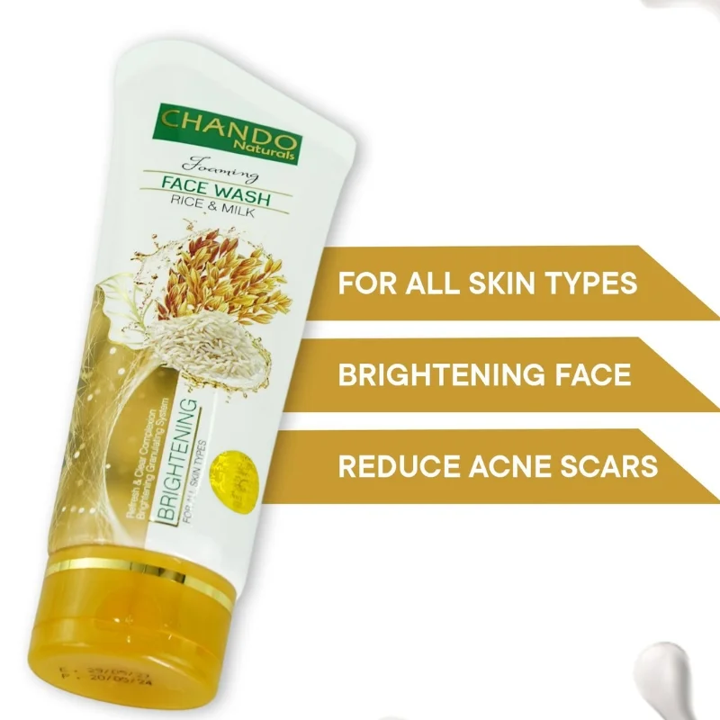 Face Wash | Chando (Rice & Milk Brightening+Charcoal Blackheads+Lemon Oil Control) Face Wash 100ml Gentle Cleanser for Radiant Glow & Oily,Combination Skin