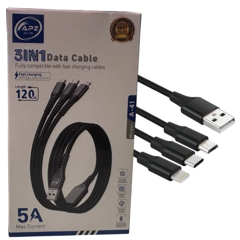 3-in-1 Fast Charging Cable 100W 480Mbps 120cm Type-C Micro Lightning Durable Design - Image 2