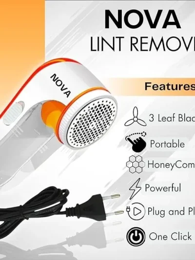 Nova Electric Lint Remover NLR-208 | High Quality Fabric Shaver for Wool & Clothes | Rotary Sharp Blades
