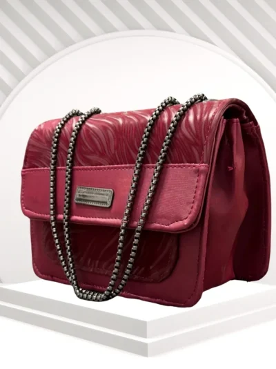 Luxury Women’s Shoulder Bag in Maroon Faux Leather for Casual, Work, and Formal Use