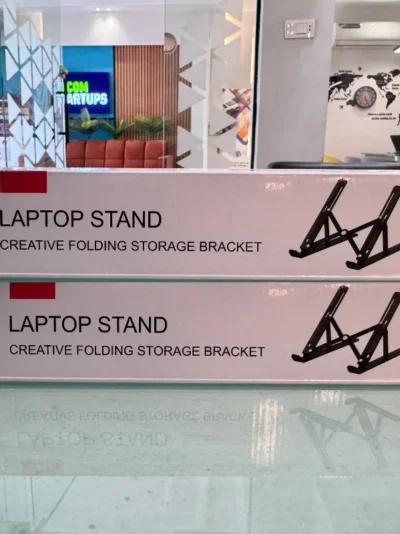 Premium Aluminum Foldable Laptop Stand | Sturdy, Adjustable, Portable | Silver & Black