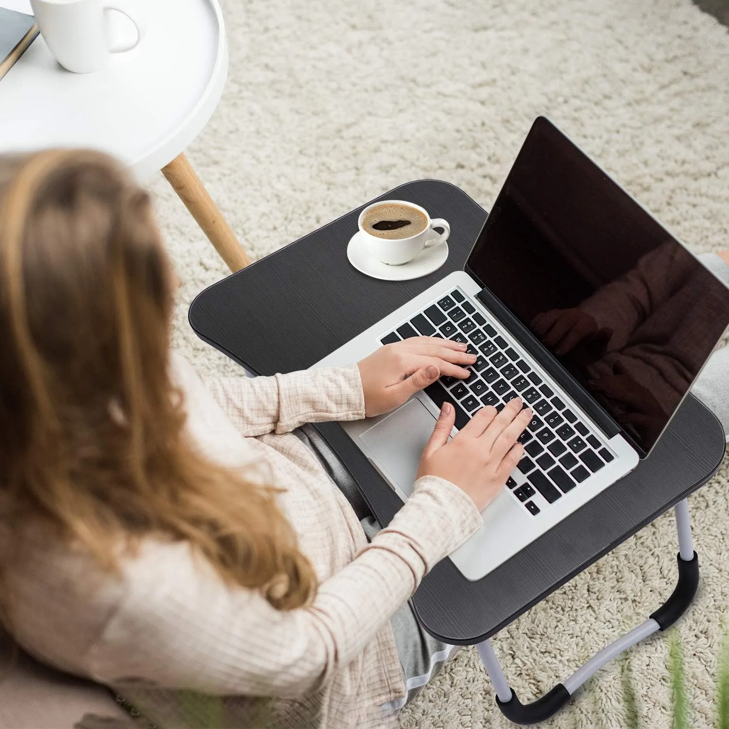 Laptop Table | Black Color | Foldable Legs, Tablet Groove & Cup Slot | Perfect for Working, Reading, Writing, and Eating - Image 2
