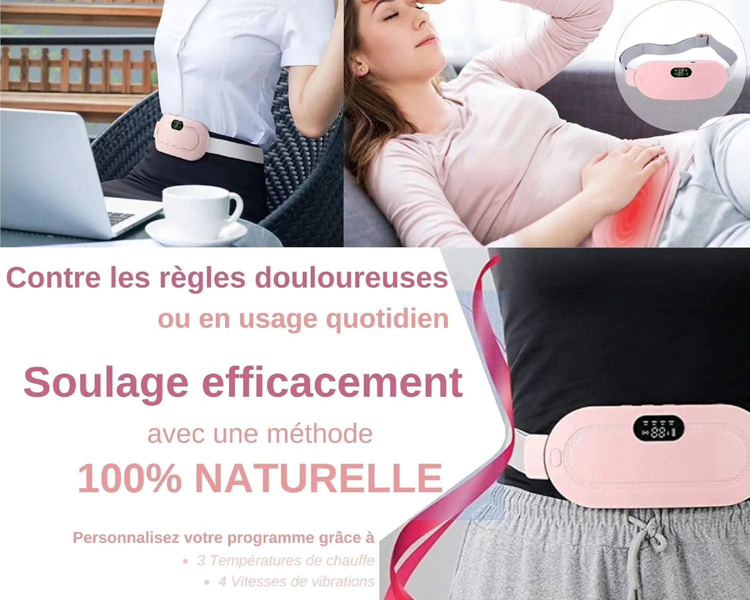 Digital Period Heating Pad & Vibrating Belt | 3 Heat Levels, 4 Massage Modes | Fast Relief for Menstrual Cramps - Image 4