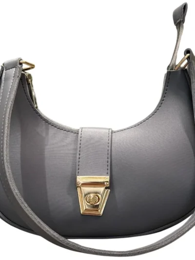 Crescent Luxury Faux Leather Shoulder Bag | Dark Gray Elegant Handbag for Women
