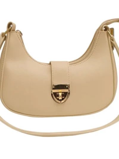 Crescent Leather Luxury Shoulder Bag for Women | Skin Color