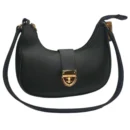 Crescent Leather Luxury Shoulder Bag for Women | Black