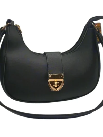 Crescent Leather Luxury Shoulder Bag for Women | Black