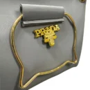 Gray Elegant Cat Handle Handbag for Girls & Ladies | Stylish Shoulder & Crossbody Bag with Gold Accents | Adjustable Strap