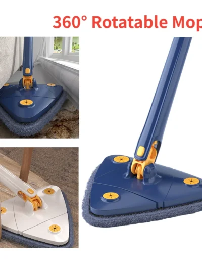 360° Twist Rotatable Triangle Mop with Long Handle Auto Squeeze Design for Floor, Wall, and Ceiling Cleaning