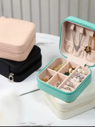 Square Mini Jewellery Box | Portable PU Leather Travel Organizer with Removable Dividers