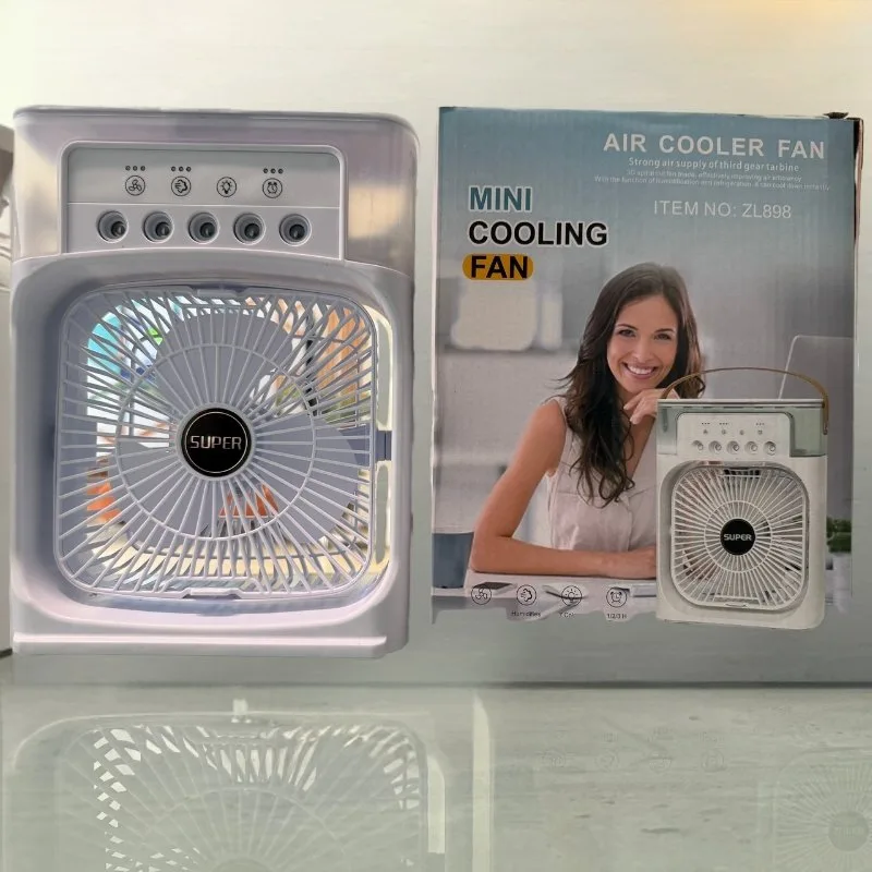 10-Inch Large Portable Air Conditioner Fan | USB Electric Fan with LED Night Light, Mist & Humidifier Function | Random Color - Image 9