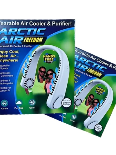 Arctic Air Freedom Wearable Neck Fan & Air Purifier | USB Rechargeable 3-Speed Personal Cooler for Indoor Outdoor Travel