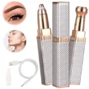 2-in-1 Flawless Facial Hair Remover & Eyebrow Trimmer | USB Rechargeable, Painless & Portable | White