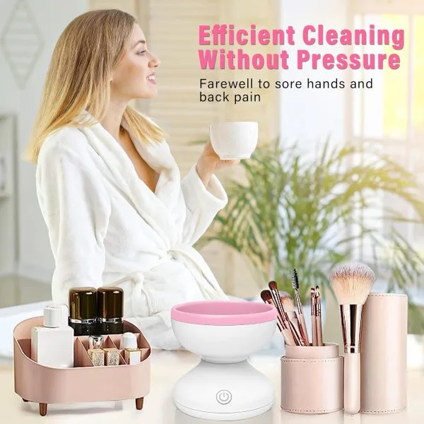 Electric Makeup Brush Cleaner Machine | Automatic USB Rechargeable Brush Washer | Gentle Silicone Cleaning