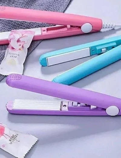 Mini Portable Ceramic Hair Straightener & Curler | Frizz-Free Smooth Hair | Random Color