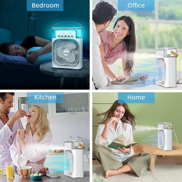 9 Inch Mist Fan | Portable Air Conditioner Fan | Mist Water, And Humidifier Function | Led Night Light Water Mist | Random Color - Image 2