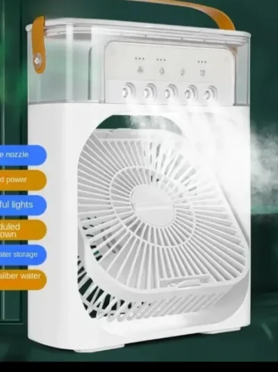 10-Inch Large Portable Air Conditioner Fan | USB Electric Fan with LED Night Light, Mist & Humidifier Function | Random Color